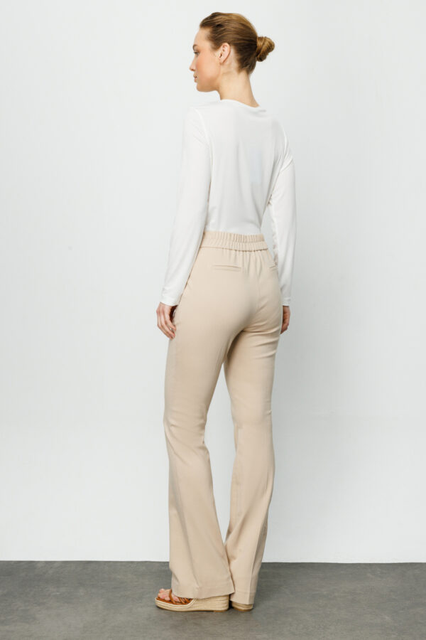 EKOL beli lastikli önü metal süslü bej pantalon - Image 5