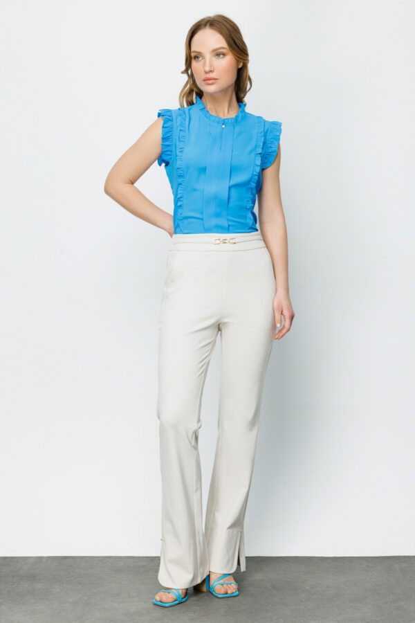 EKOL beli lastikli yırtmaçlı taş pantalon - Image 3