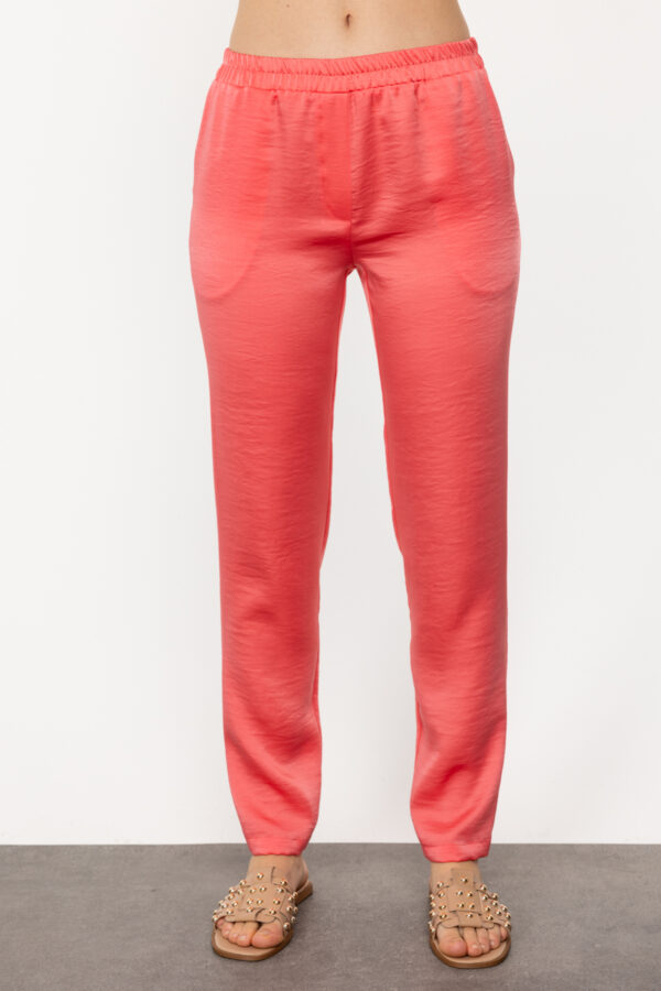 EKOL SATEN GÖRÜNÜMLÜ SOMON PANTALON - Image 4