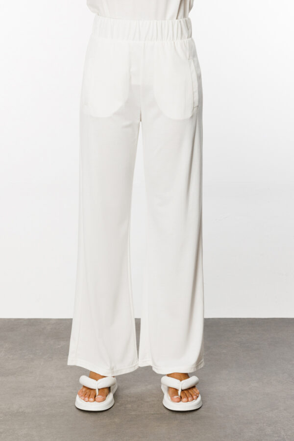 EKOL ON CEPLİ ASTARSIZ PANTALON EKRU - Image 3