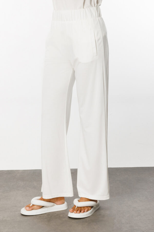 EKOL ON CEPLİ ASTARSIZ PANTALON EKRU - Image 4
