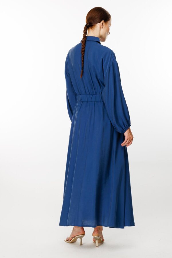 Ghisa beli lastikli indigo elbise - Image 3