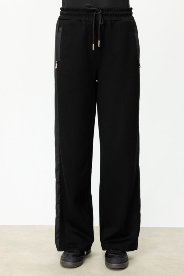 EKOL ON BELİ LASTİKLİ FERMUAR CEPLİ PANTALON SİYAH - Image 4