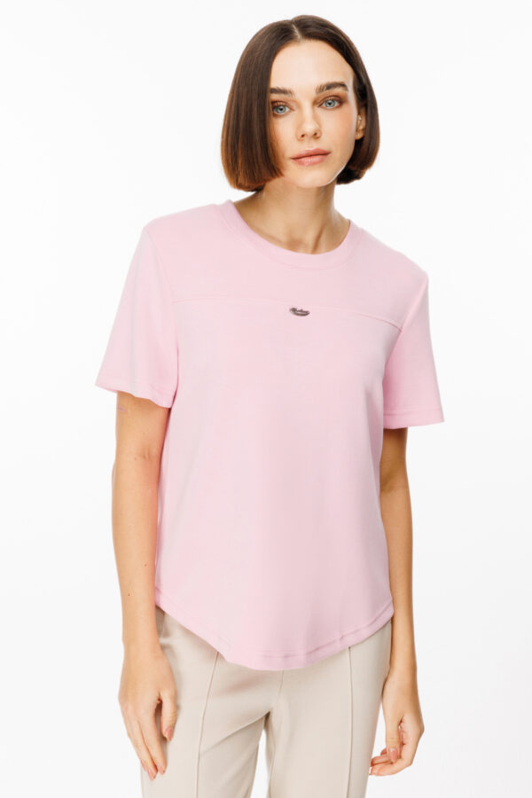EKOL ON ÖNÜ METAL AKSESUARLI BLUZ PEMBE - Image 4