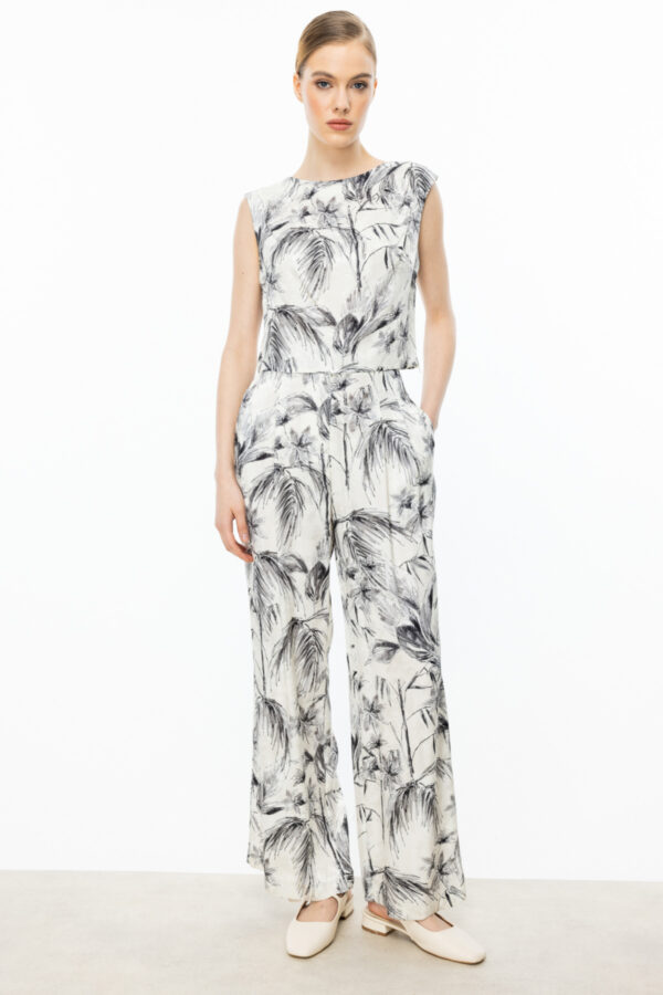 EKOL ON PİLELİ DESENLİ PANTALON EKRU - Image 2