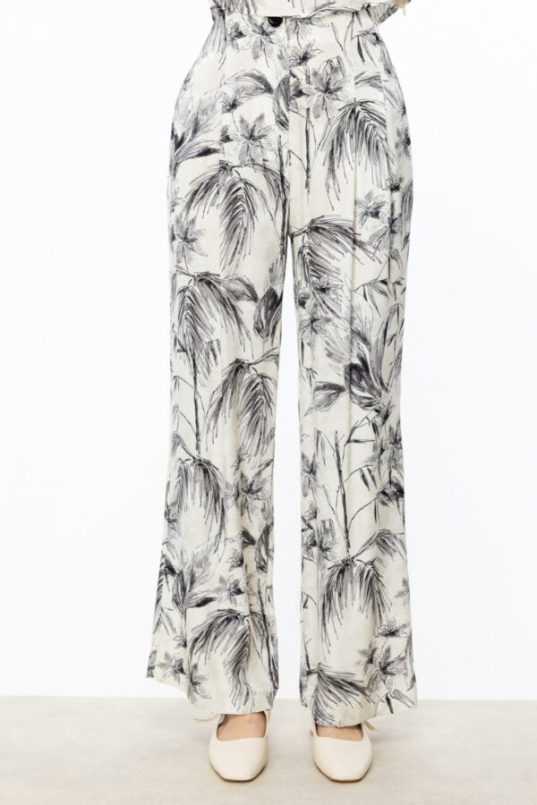 EKOL ON PİLELİ DESENLİ PANTALON EKRU - Image 4
