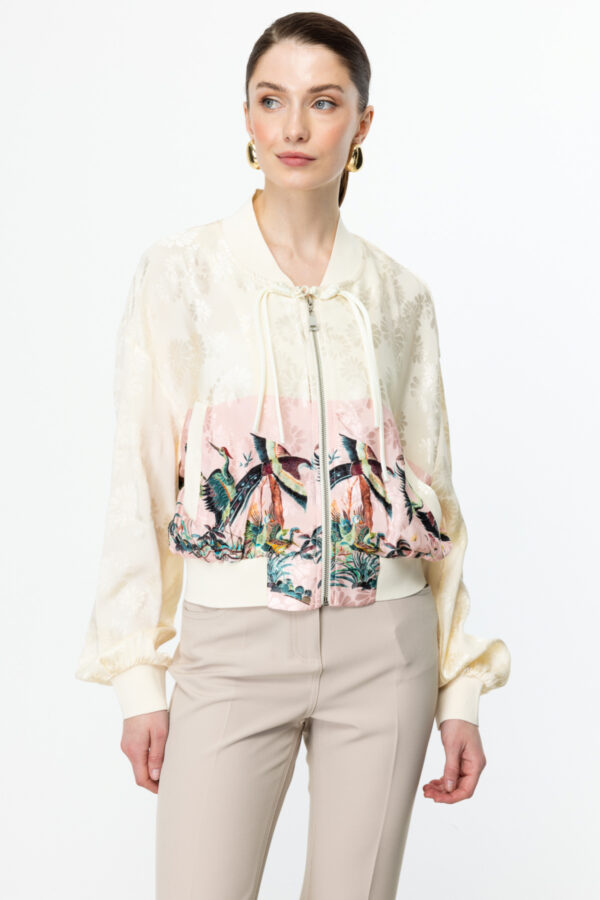 EKOL ON DESENLİ RİBANALI CEKET PEMBE - Image 3