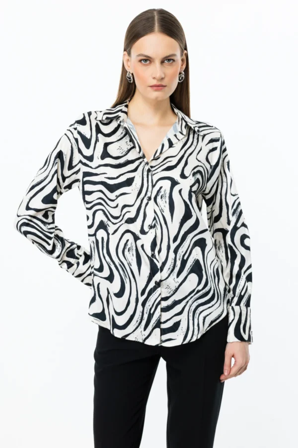 EKOL ON POLO YAKA DESENLİ GÖMLEK ZEBRA - Image 3