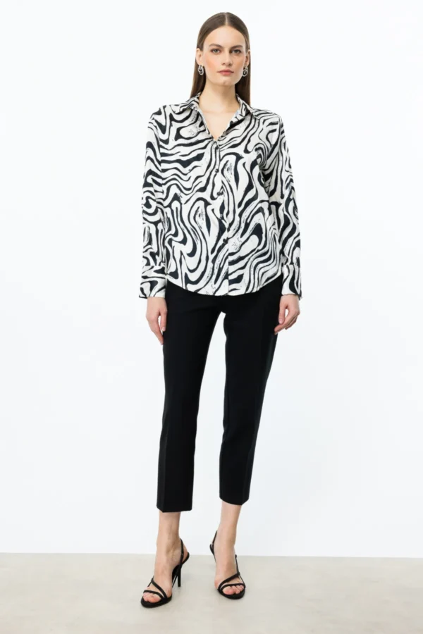 EKOL ON POLO YAKA DESENLİ GÖMLEK ZEBRA - Image 5