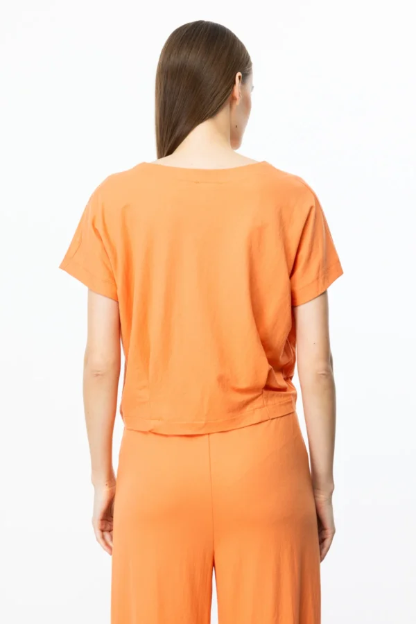 EKOL ON SIFIR YAKABELİ PİLELİ BLUZ ORANJ - Image 5