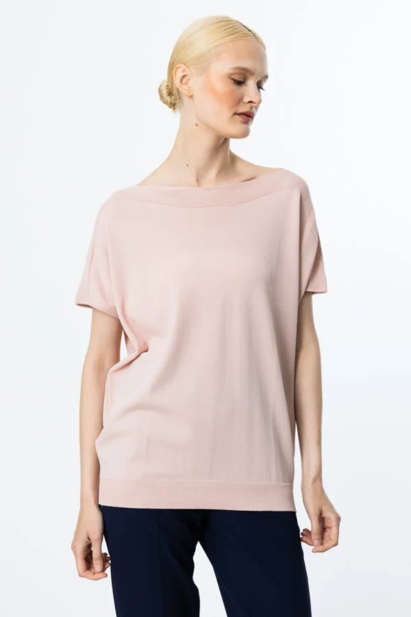 EKOL ON KAYIK YAKA DÜŞÜK KOLLU BLUZ PEMBE - Image 3