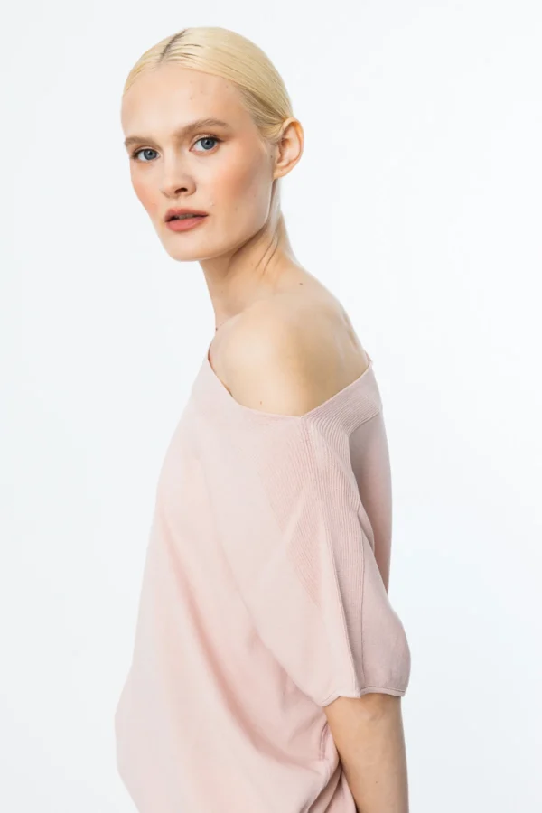 EKOL ON KAYIK YAKA DÜŞÜK KOLLU BLUZ PEMBE - Image 4