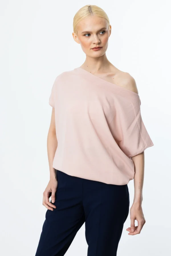 EKOL ON KAYIK YAKA DÜŞÜK KOLLU BLUZ PEMBE - Image 5